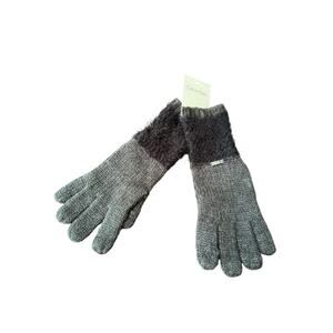 Calvin Klein Knit Gloves Womens Gray Black Textured Cuff Winter Snow Weather NWT